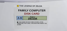 Load image into Gallery viewer, Legend of Zelda Famicom Disc System replacement cover slip (no game included)
