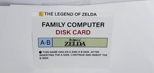 Legend of Zelda Famicom Disc System replacement cover slip (no game included)