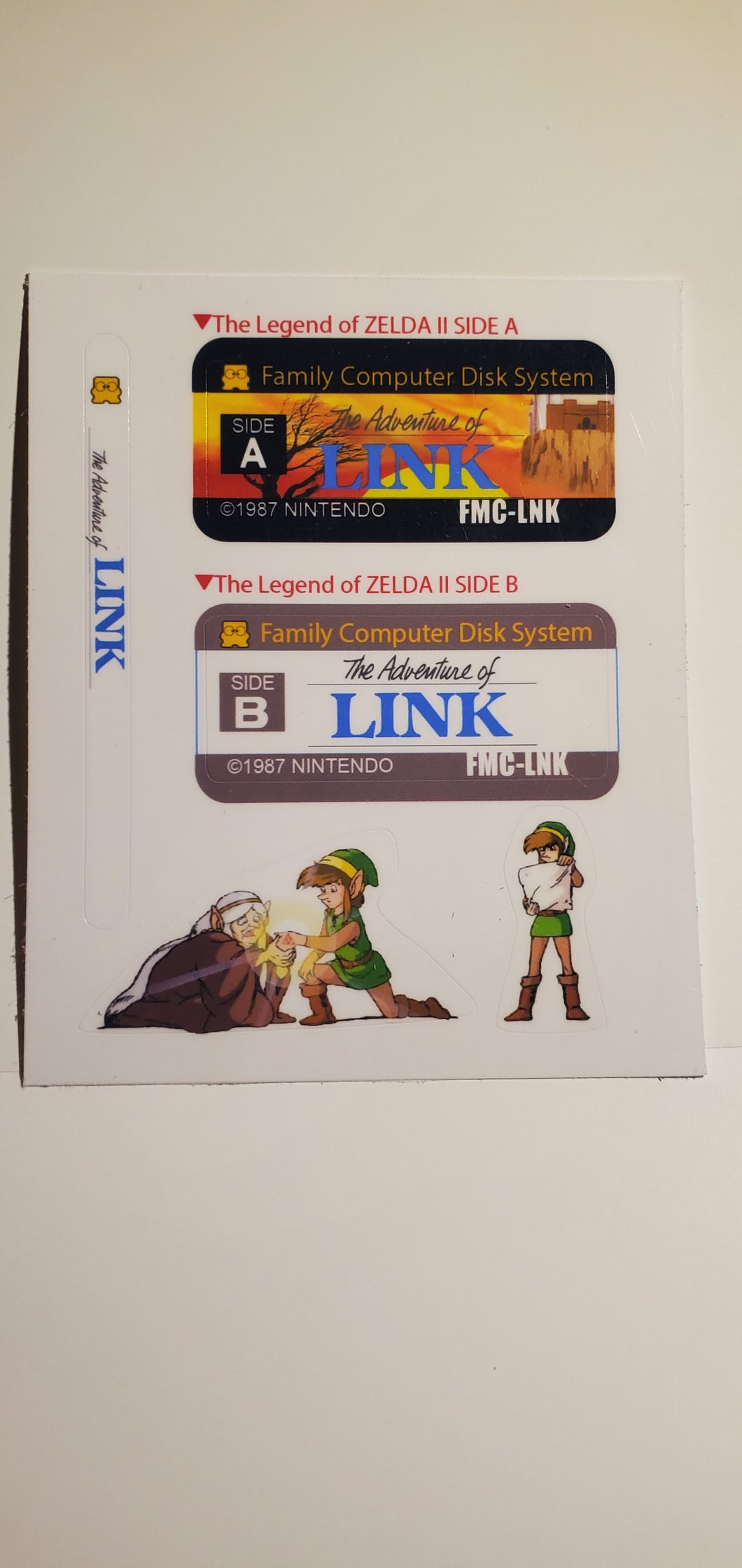 Famicom disk system The legend of Zelda 2 English replacement labels (no game included