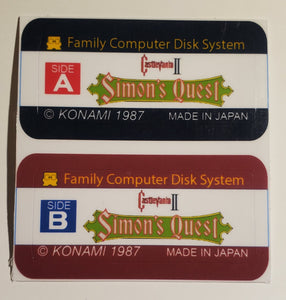 Famicom disk system Castlevania 2 English replacement labels (no game included