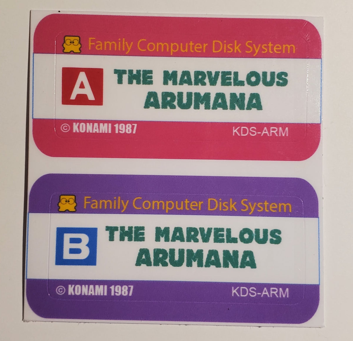 Famicom disk system the marvelous arumana English replacement labels ...