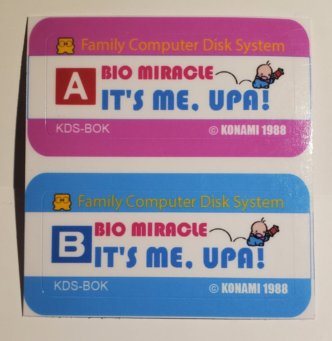 Famicom disk system Bio miracle it's me, upa! English replacement labels (no game included